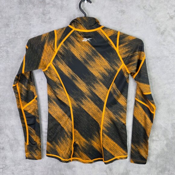 Womens Reebok Black & Orange Striped Performance Shirt 1/4 Zip Long Sleeve M - Picture 6 of 9